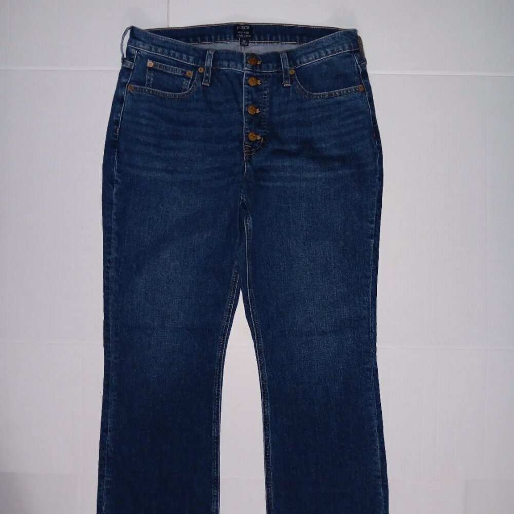 J. CREW BUTTON FLY MID RISE FLARE CROP JEANS